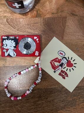 lola Red Betty Boop Digital Camera with Beaded Strap